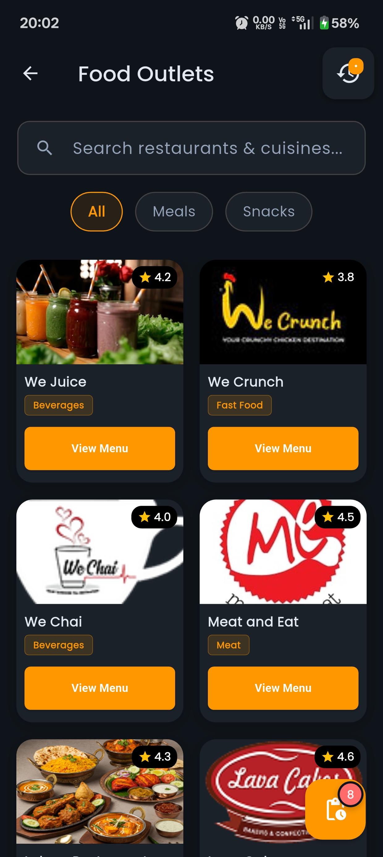 Food Delivery Interface