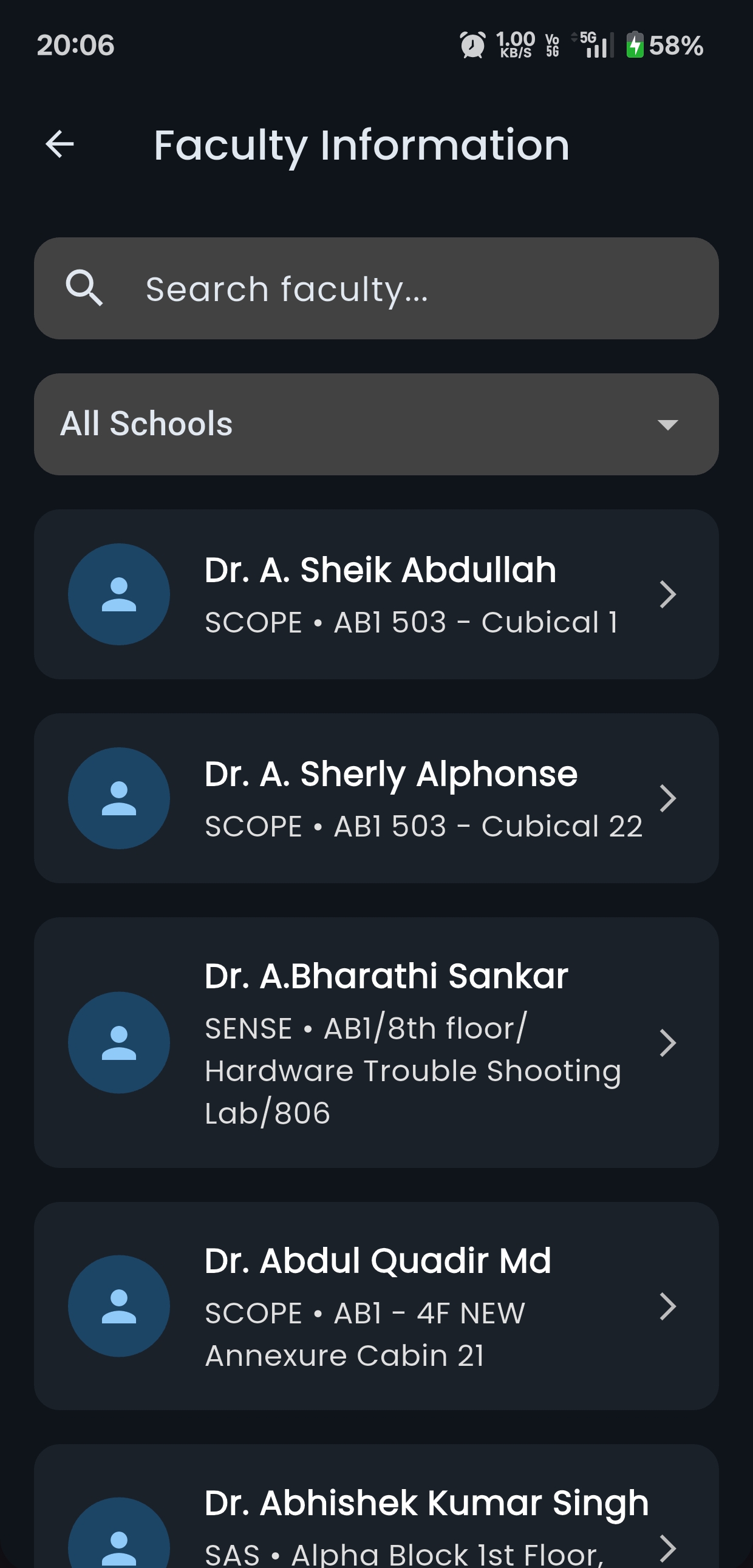 Faculty Directory Interface